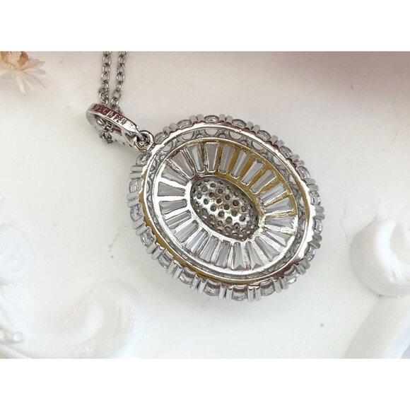 Stunning Art Deco Inspired Sterling Silver 925 Vintage Pendant Necklace - 18" - Picture 5 of 16